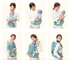 Baby Carrier with Bass Bear Hip Seat for Front Carry